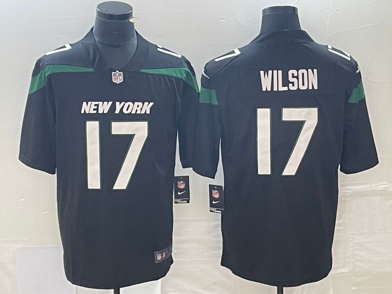 Men New York Jets #17 Wilson Black Nike Vapor Limited NFL Jersey